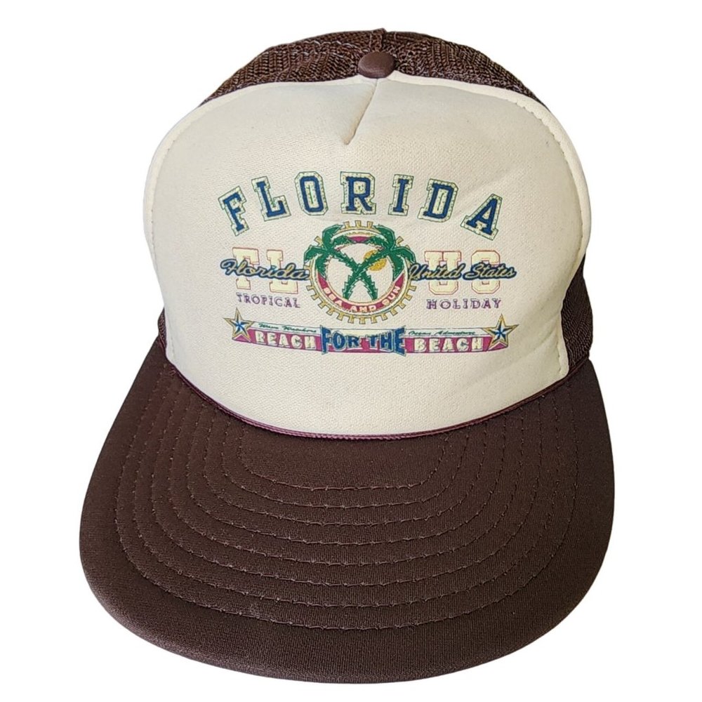 Vintage Designer Award Headwear Florida Hat Trucker Snapback Mesh Back Cap